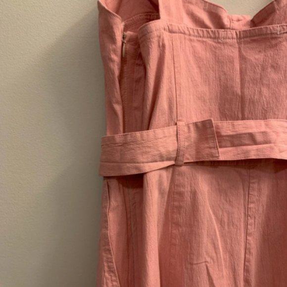 ZARA Pink Fitted Corset Cropped Flare Leg Jumpsuit with Belt - Picture 6 of 6